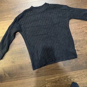 Aerie Women’s Black Ribbed Crewneck Sweater